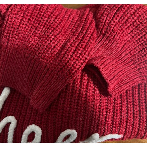 Little Sleepies Deep Crimson “Cheer” Drop Shoulder Sweater - Picture 6 of 6